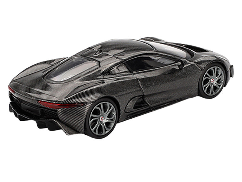 Carbon fiber sports car model on a white background