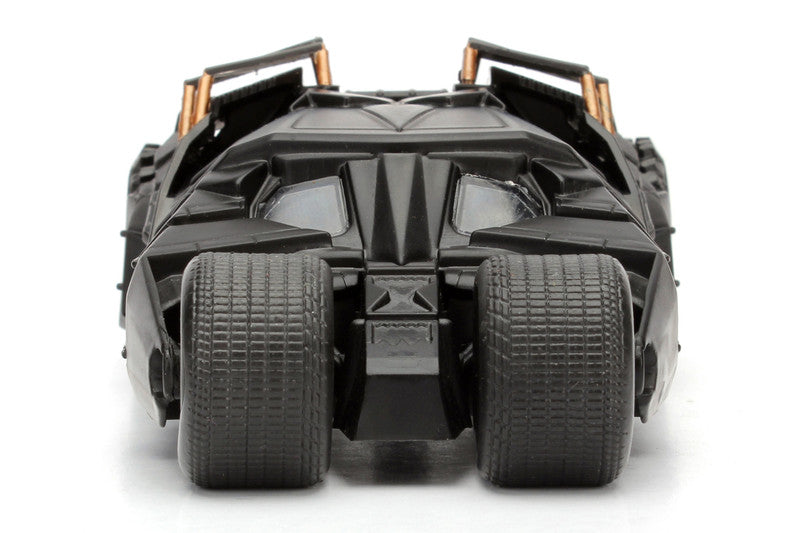 Black Batmobile model on a white background