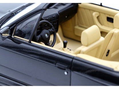 Car interior with beige seats and black steering wheel, featuring a BMW logo.