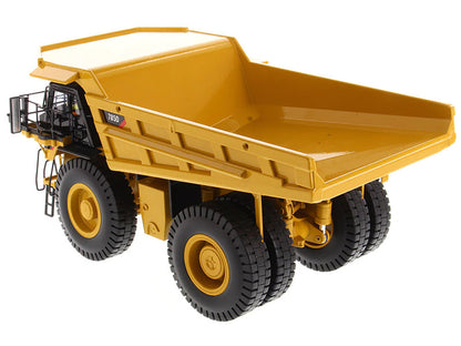 Yellow dump truck model on a white background