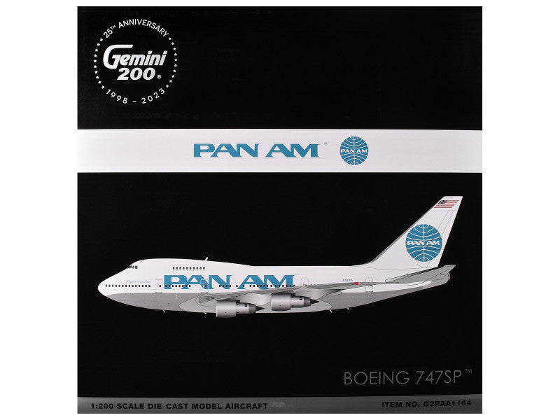 Boeing 747SP Commercial Aircraft Pan American White W/Blue Tail Graphics 1/200 Scale Diecast Model G2PAA1164