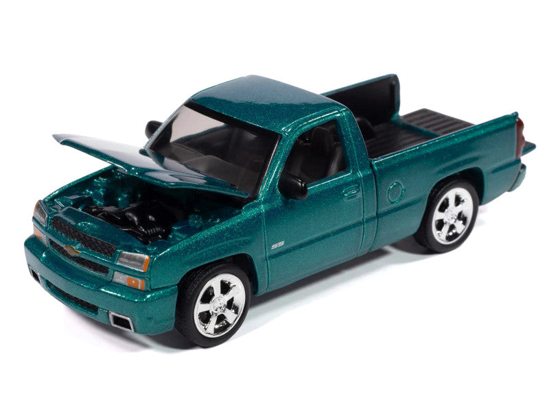 2005 Chevrolet Silverado SS Custom Pickup Teal Metallic 1/64 Diecast Model 64502-AWSP190A