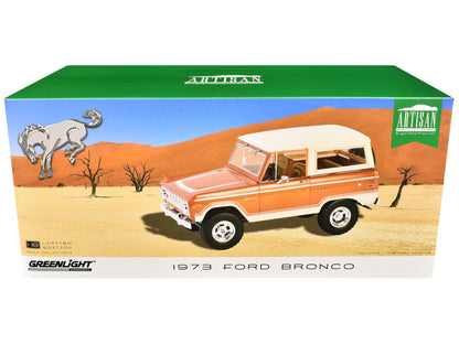 Boxed model of a 1973 Ford Bronco with desert scene design on the packaging.