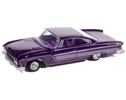 Model of a classic purple car on a white background