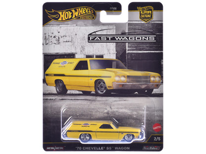 Hot Wheels '70 Chevelle SS Wagon packaging with yellow car on a white background