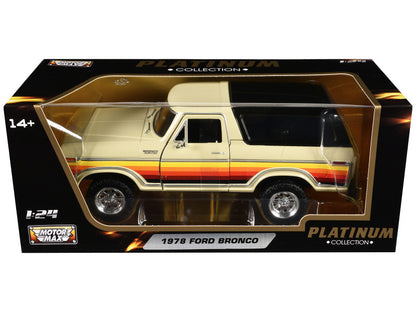 Model of a 1978 Ford Bronco in a 'Platinum Collection' box with 'Motormax' branding.