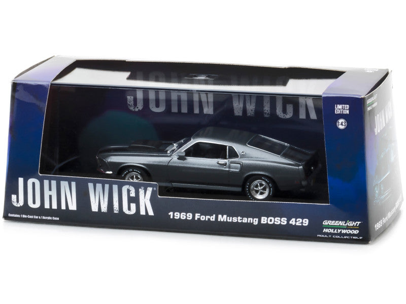 Model car packaging for a 1969 Ford Mustang Boss 429 in the John Wick series.