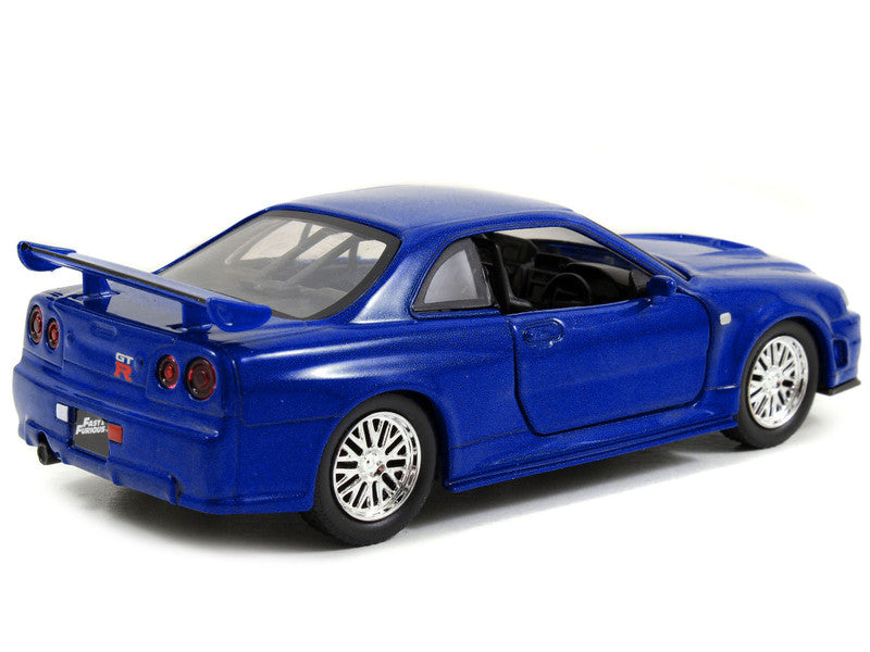 Blue model car on a white background