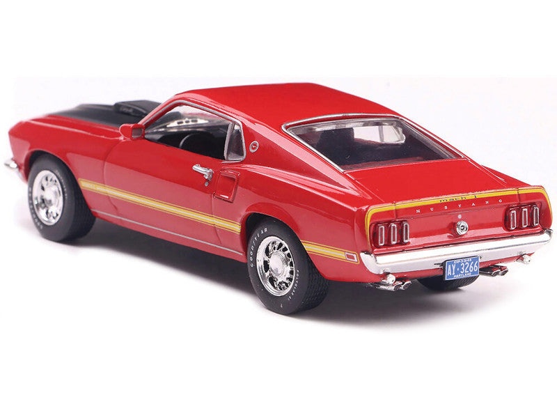 1969 Ford Mustang Mach 1 Red and Yellow Stripes 1/43 Scale Diecast Model IA43003