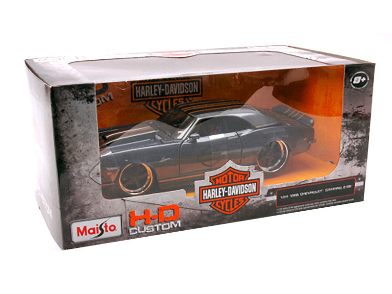 Harley-Davidson toy car in packaging with Maisto branding
