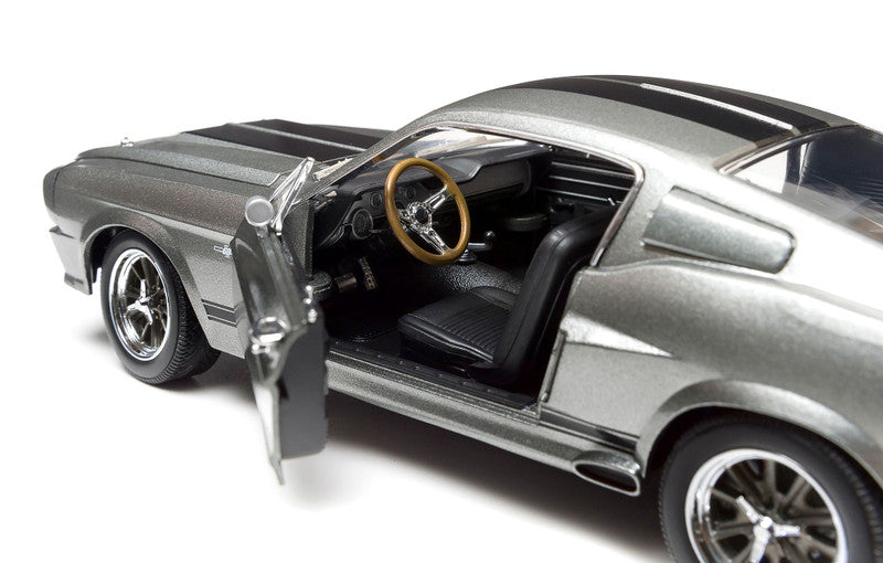 Model car with open doors on a white background
