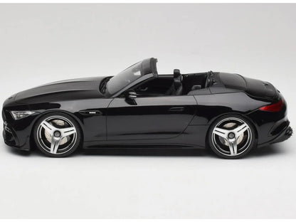 Side view of a black toy car
