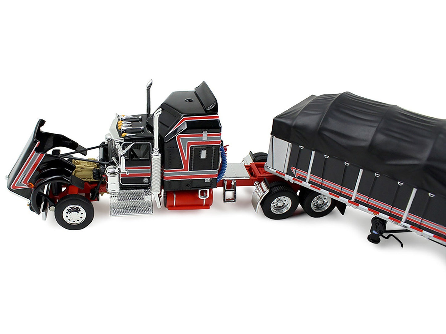 Model of a large truck with a trailer on a white background