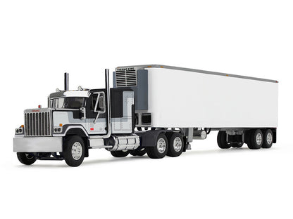 Model of a large truck with a trailer on a white background
