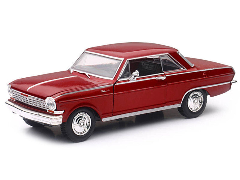 Red model car on a white background