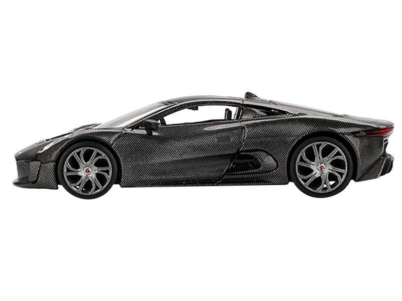 Carbon fiber sports car model on a white background