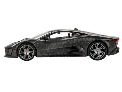 Carbon fiber sports car model on a white background