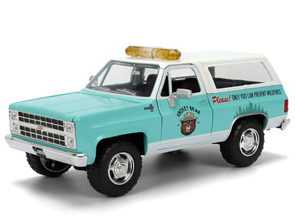 Model of a turquoise SUV with white roof on a white background