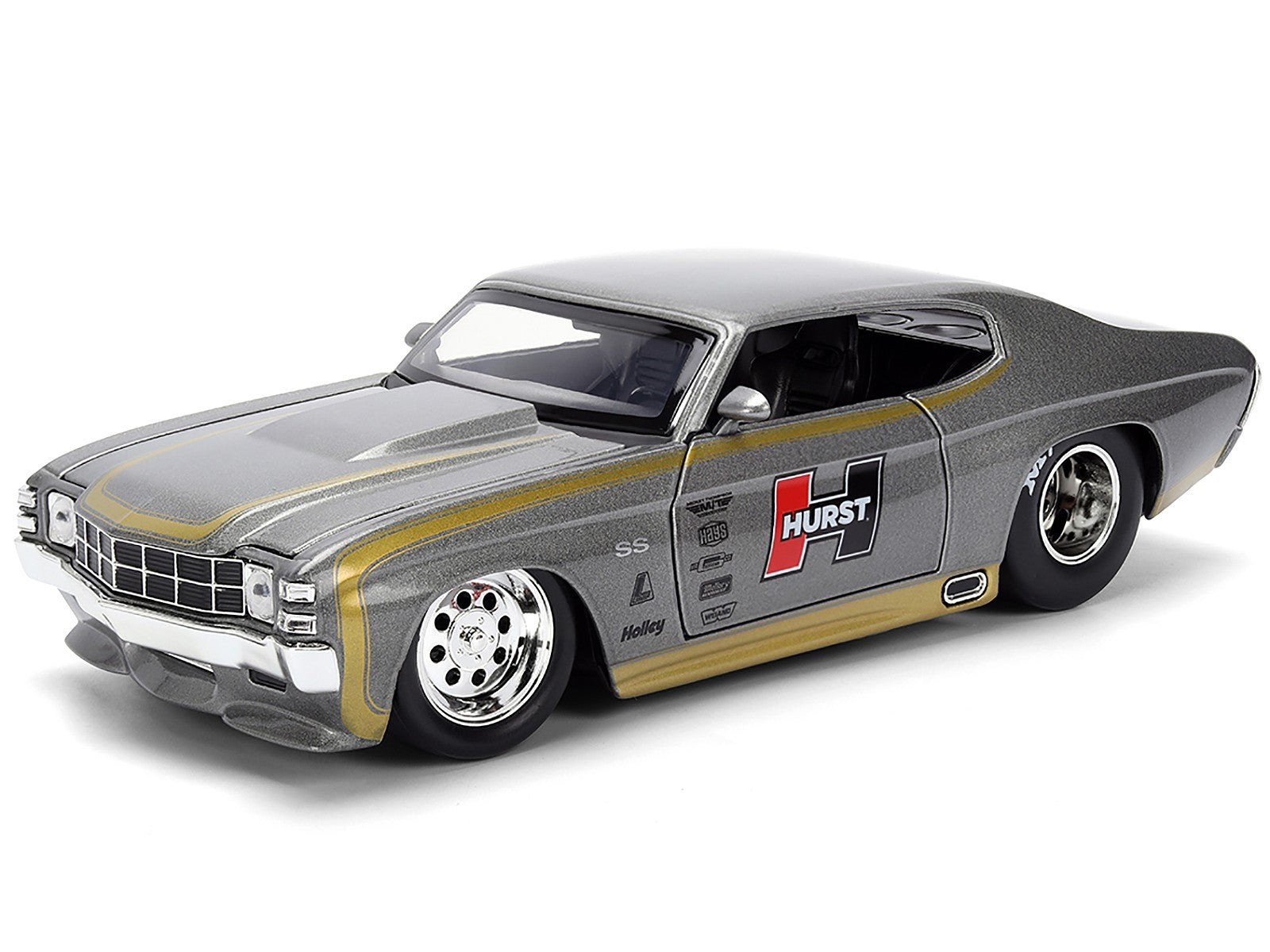 Model of a classic muscle car with 'Hurst' branding on a white background