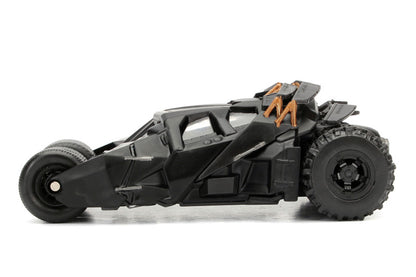 Toy model of a Batmobile on a white background