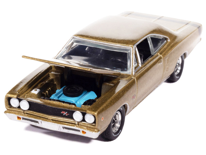 Model car with open hood on a white background