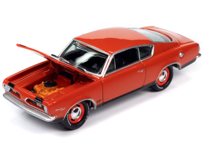 Model car with open hood on a white background
