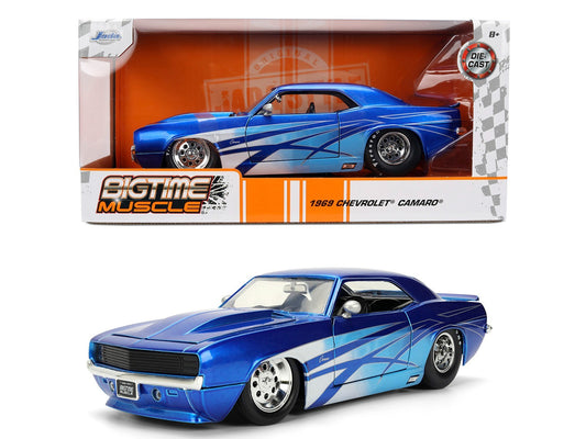 1969 Chevrolet Camaro model car in packaging with 'Bigtime Muscle' branding.
