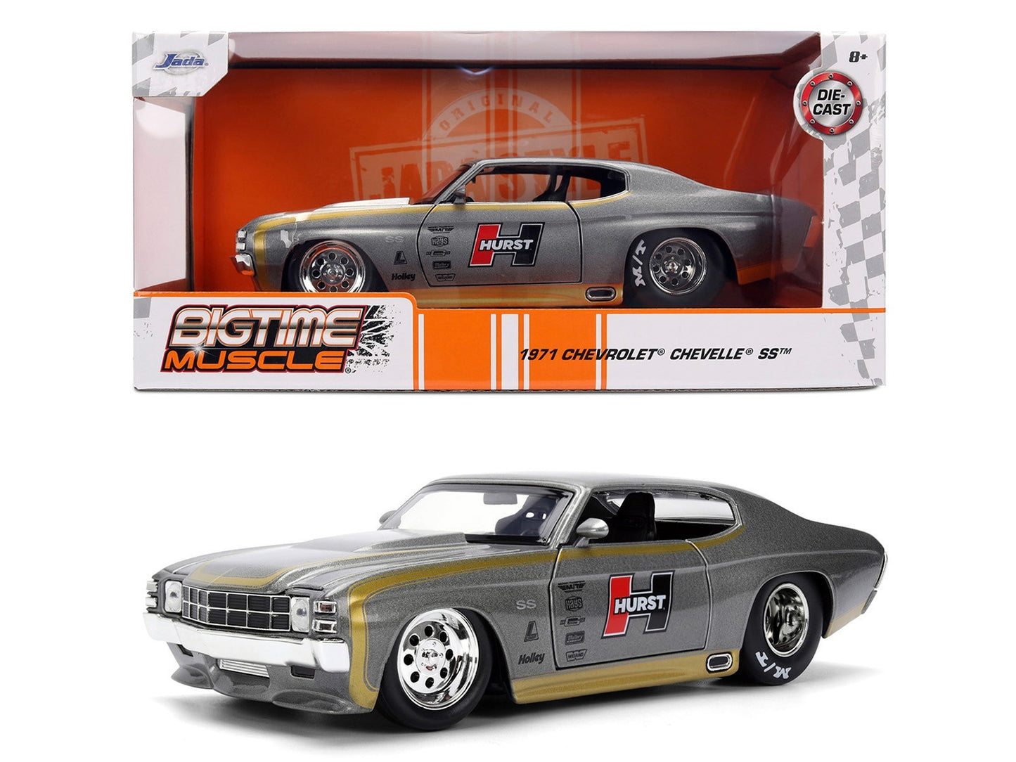 1971 Chevrolet Chevelle SS model car in packaging with 'Bigtime Muscle' branding.