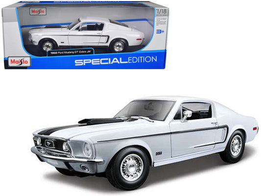 1968 Ford Mustang Cobra Jet CJ White 1:18 Scale Die cast Model 31167W