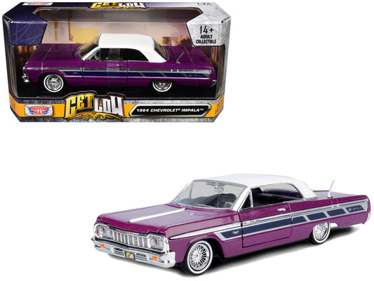 1964 Chevrolet Impala model car in purple and white with 'Get Low' packaging.