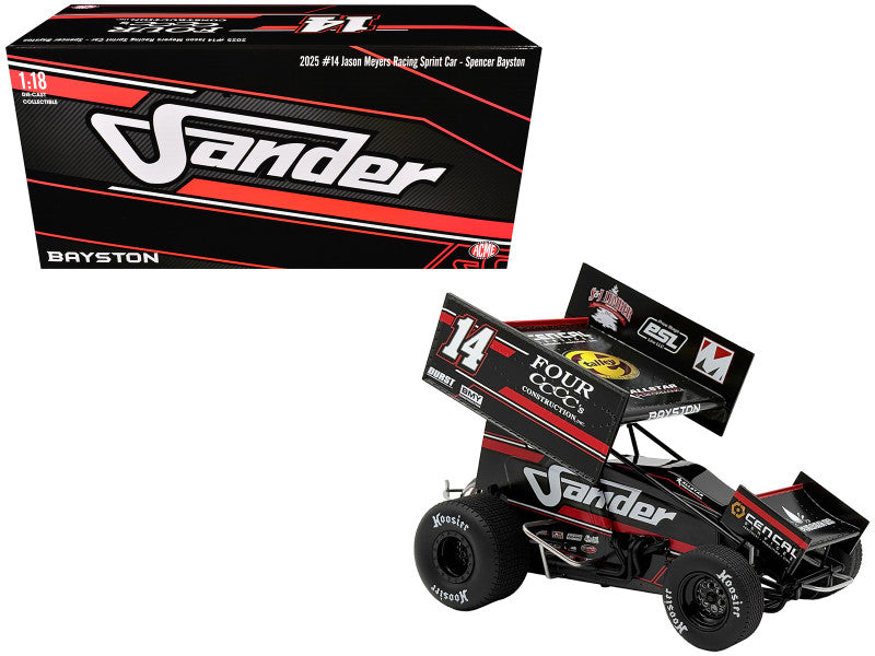 Model racing car with 'Sander' branding next to its packaging