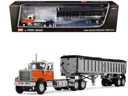 Model truck with a trailer on a white background