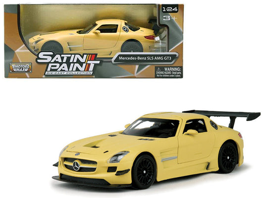 Yellow Mercedes-Benz SLS AMG GT3 model car in packaging