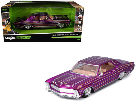 Purple model car with beige interior on a white background, featuring Maisto Design branding.