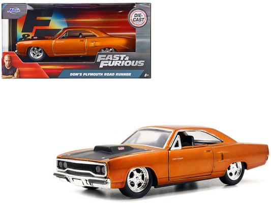 Orange muscle car model with 'Fast & Furious' branding on a white background