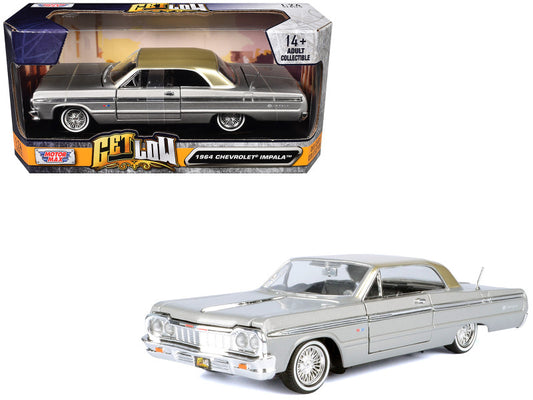 1964 Chevrolet Impala model car in packaging with 'Get Low' branding.