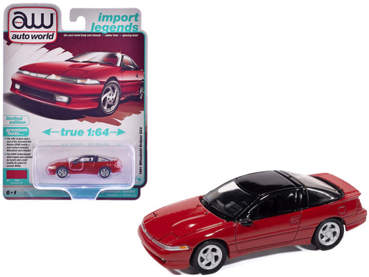 1991 Mitsubishi Eclipse GSX Red W/Black Top 1/64 Diecast Model 64502-AWSP189A