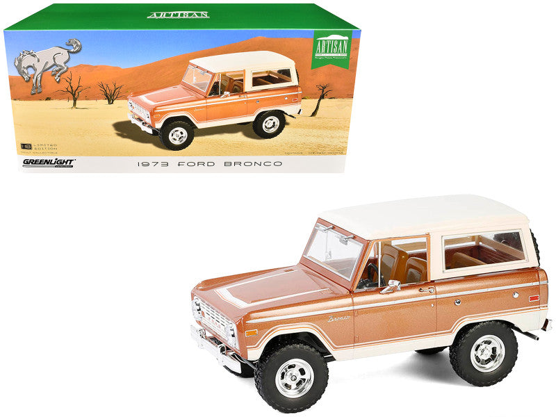 1973 Ford Bronco model car with packaging displaying a desert scene.