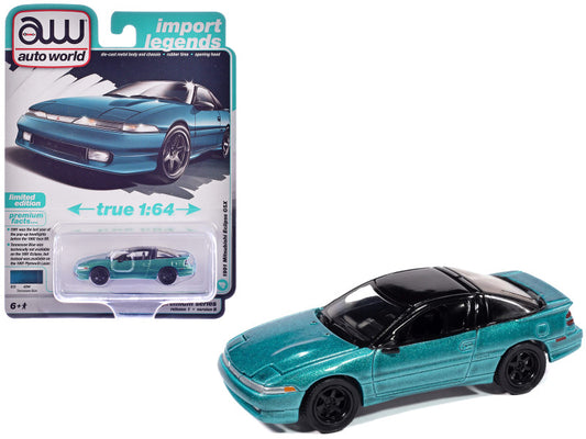 1991 Mitsubishi Eclipse GSX Blue Metallic W/Black Top 1/64 Diecast Model 64502-AWSP189B