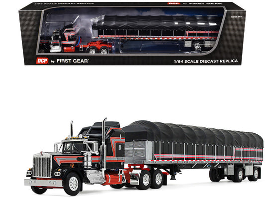Model truck in front of its packaging with DCP by First Gear branding.