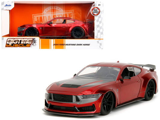 Red and gray model car with 'Bigtime Muscle' branding on a white background