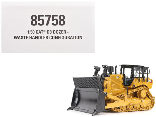 Model of a Caterpillar D8 dozer with waste handler configuration on a white background