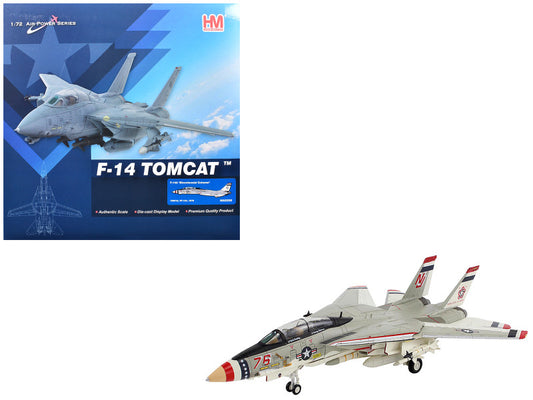 Model F-14 Tomcat jet with packaging in the background