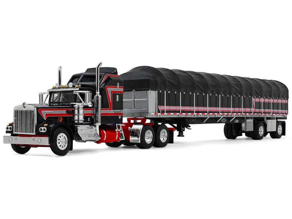 Model of a large truck with a black trailer on a white background