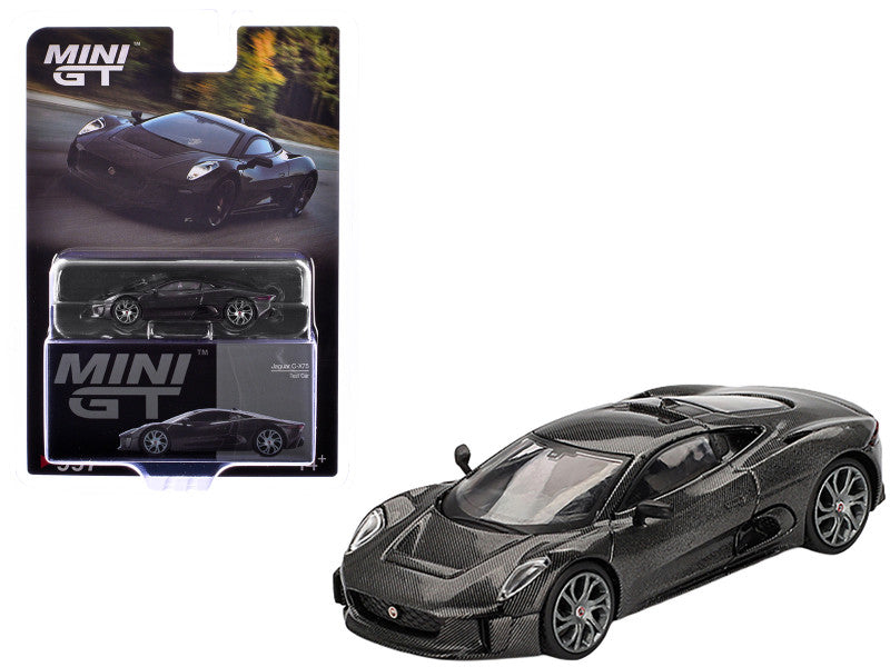 Black sports car model with packaging on a white background