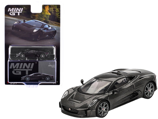 Black sports car model with packaging on a white background