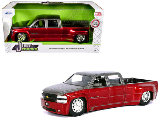 1999 Chevrolet Silverado Dually Pickup Truck Red Metallic W/Stock Wheels 1/24 Scale Diecast Model 35589