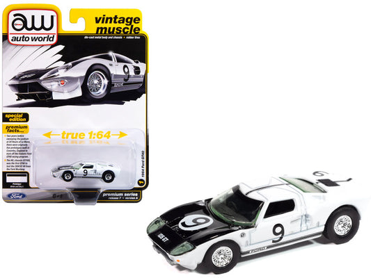 1964 Ford GT40 #9 White 1/64 Scale Diecast Model 64492-AWSP182A