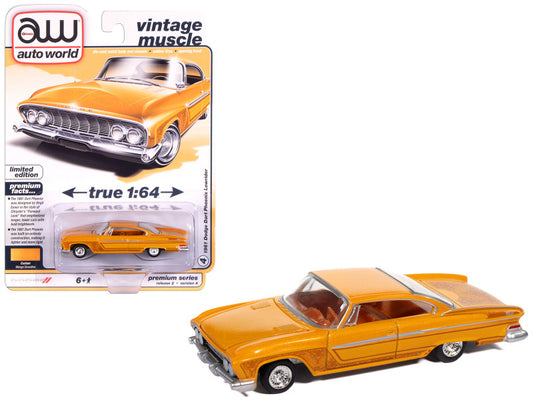Orange muscle car model with packaging displaying 'Auto World' branding.