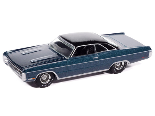 Model of a classic blue car on a white background